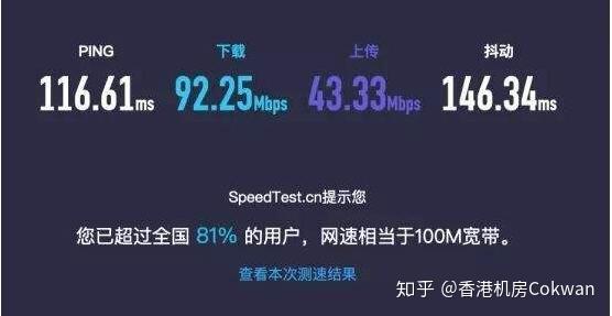 大带宽的香港服务器速度不错不快