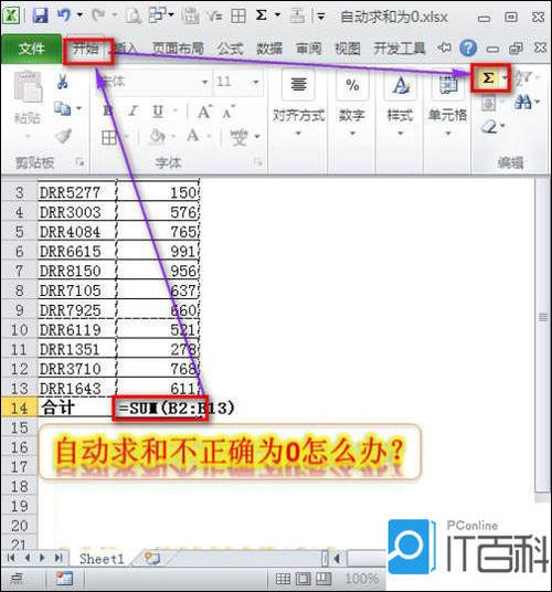 exelce求和显示0 为什么