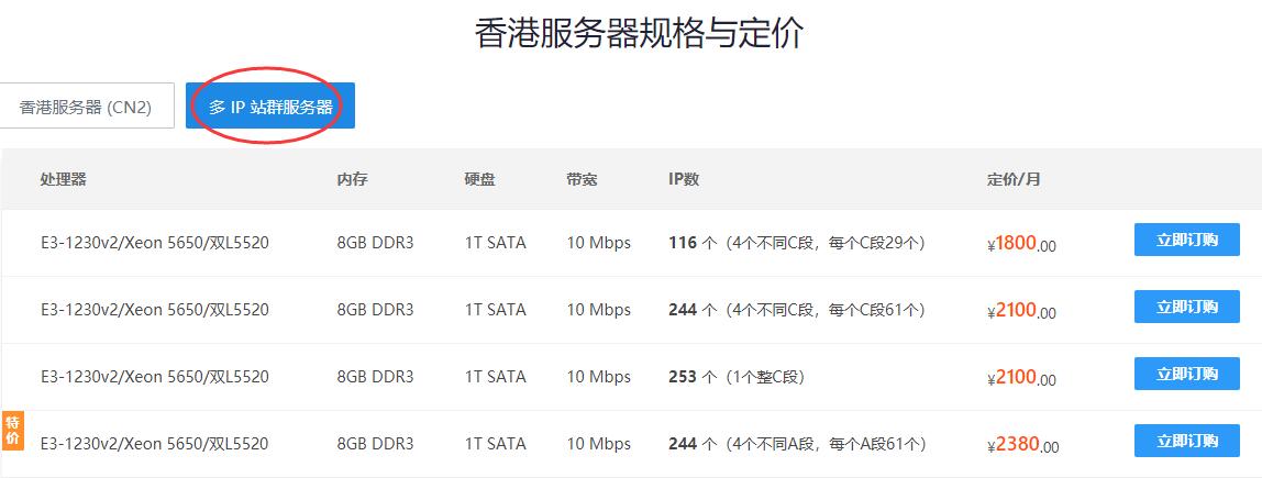 香港站群服务器IP一般有多少?