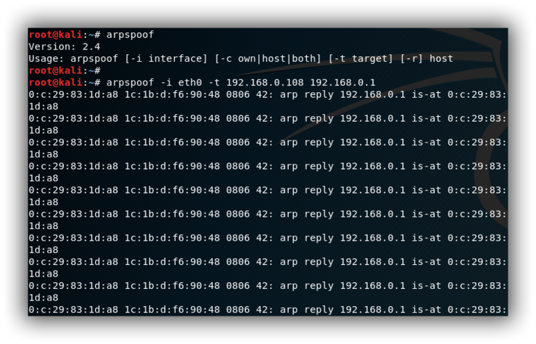 kali虚拟机arp攻击