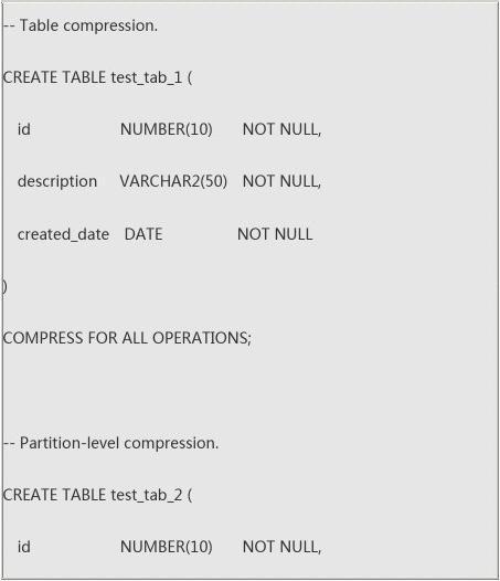 Oracle中怎么实现表的压缩