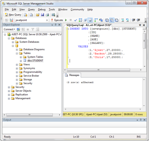 sqlserver如何往表里插数据