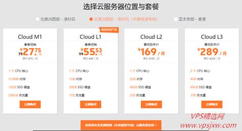 的美国洛杉矶云服务器多少钱一个月？