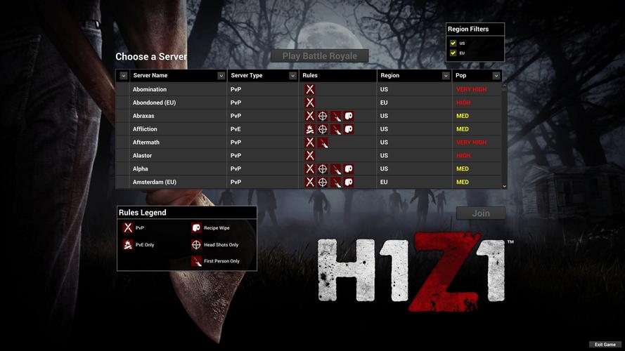 h1z1现在都有什么服务器